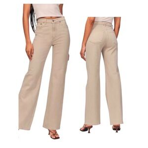 Abercrombie & Fitch High Rise 90s Relaxed Jeans Tan Denim Size 29/8